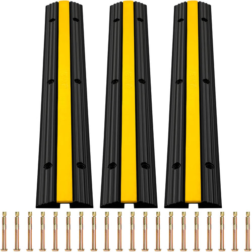 Rubber Speed Bump 1 Channel Driveway Cable Protector Ramp Wire Cover Cord Guard for Parking Lot Warehouses Traffic