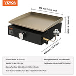 Amocart 18/24inch Propane Gas Tabletop Griddle with Hot-rolled Plate Carbon Steel  Portable Table Top Griddle Grill for Camping