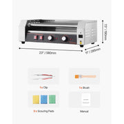 Load image into Gallery viewer, SucceBuy Hot Dog Roller 12/18/30 Hot Dog 5/7/11 Rollers Stainless Steel 750-1600W with Dual Temp Control Removable Shelf &amp; Tray
