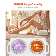 Charger l'image dans la visionneuse de galerie, SucceBuy Double chauffe-cire 1200ML double chauffe-cire professionnel pour l'épilation Chauffe-cire électrique réglable pour la maison
