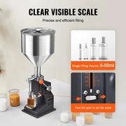 Load image into Gallery viewer, SucceBuy A03 5-50ml/5-100ml Manual Liquid Filling Machine Paste Bottle Filler Adjustable with Hopper for Water Shampoo Honey
