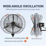 SucceBuy 4 Sizes Wall-Mount Misting Fan 3-speed IP44 Oscillating Wall Fan Max. 9500 CFM Wall Mounted Fan for Home Summer