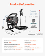 Load image into Gallery viewer, SucceBuy Stand Airless Paint Sprayer, 650W High Efficiency Airless Sprayer, 3000PSI Electric Paint Sprayer Machine Extension Rod
