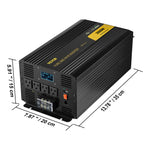 SucceBuy Pure Sine Wave Power Inverter 12V DC to 120V AC Aluminum Alloy LCD Screen & LED Indicators Powering Laptop Fan Grinder