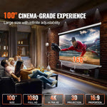 Amocart Manual Pull Down Projector Screen 100 inch 16:9 4K 1080 HD Retractable Projector Screen for Family Home Office Theater