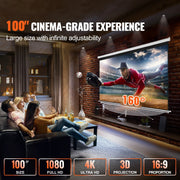 Load image into Gallery viewer, Amocart Manual Pull Down Projector Screen 100 inch 16:9 4K 1080 HD Retractable Projector Screen for Family Home Office Theater
