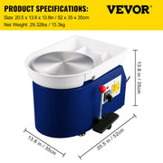 Load image into Gallery viewer, SucceBuy Electric Pottery Wheel Machine 28cm 350W Manual Handle Foot Pedal for School Ceramic Clay Working Forming DIY Art Craft
