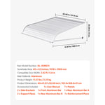 SucceBuy Aluminum Awning 60 x 42in Durable Window Awning Door Canopy Lightweight Stable Aluminum Awning Exterior Rain Protection