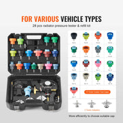Load image into Gallery viewer, Amocart 28 Pcs Universal Radiator Pressure Tester Kit Manual Pump Color-coded Steel Test Cap Adapter Toolbox For Car Motorcycle
