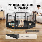 Amocart Dog Playpen 8 Pcs 24x24in Panels Foldable Metal Pet Exercise Pen Dog Fence Indoor Outdoor Pen with Door for Dogs, Cats