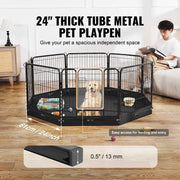 Bild in Galerie-Viewer laden, Amocart Dog Playpen 8 Pcs 24x24in Panels Foldable Metal Pet Exercise Pen Dog Fence Indoor Outdoor Pen with Door for Dogs, Cats
