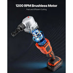 SucceBuy Cordless Metal Nibbler with 18/20 V 2.0 Ah/4.0 Ah Battery Brushless Motor Plastic Carrying Case for Cutting Stainless