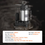 SucceBuy Submersible Sewage Pump Cast Iron with Automatic Float Switch Stainless Steel for Clean Flooded Basement Yard Farm