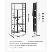Load image into Gallery viewer, SucceBuy 6/5/4/3 Tier Black Foldable Storage Shelf with Wheels Folding Metal Rack Shelving Unit Organizer for Garage Kitchen

