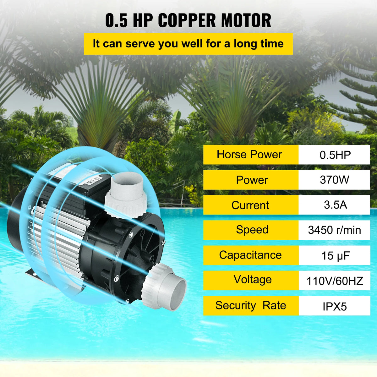 SucceBuy Whirlpool Circulation Pump SPA Pump 1/2 HP 110V 370W Hot Tub Pump For Above Ground Pool Water Circulation Swimming Pool Pump Amocart