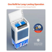 Bild in Galerie-Viewer laden, SucceBuy Evaporative Air Cooler 3100CFM with 9Gal Water Tank Swamp Cooler with Remote Control 12H Timer 4 Ice Boxes 3 Wind Speed

