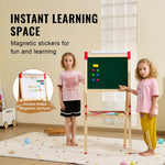 Amocart Children Magnetic Drawing Board Wooden Double-Sided Kid's Art Easel with Whiteboard Chalkboard for Girls Gifts Toys