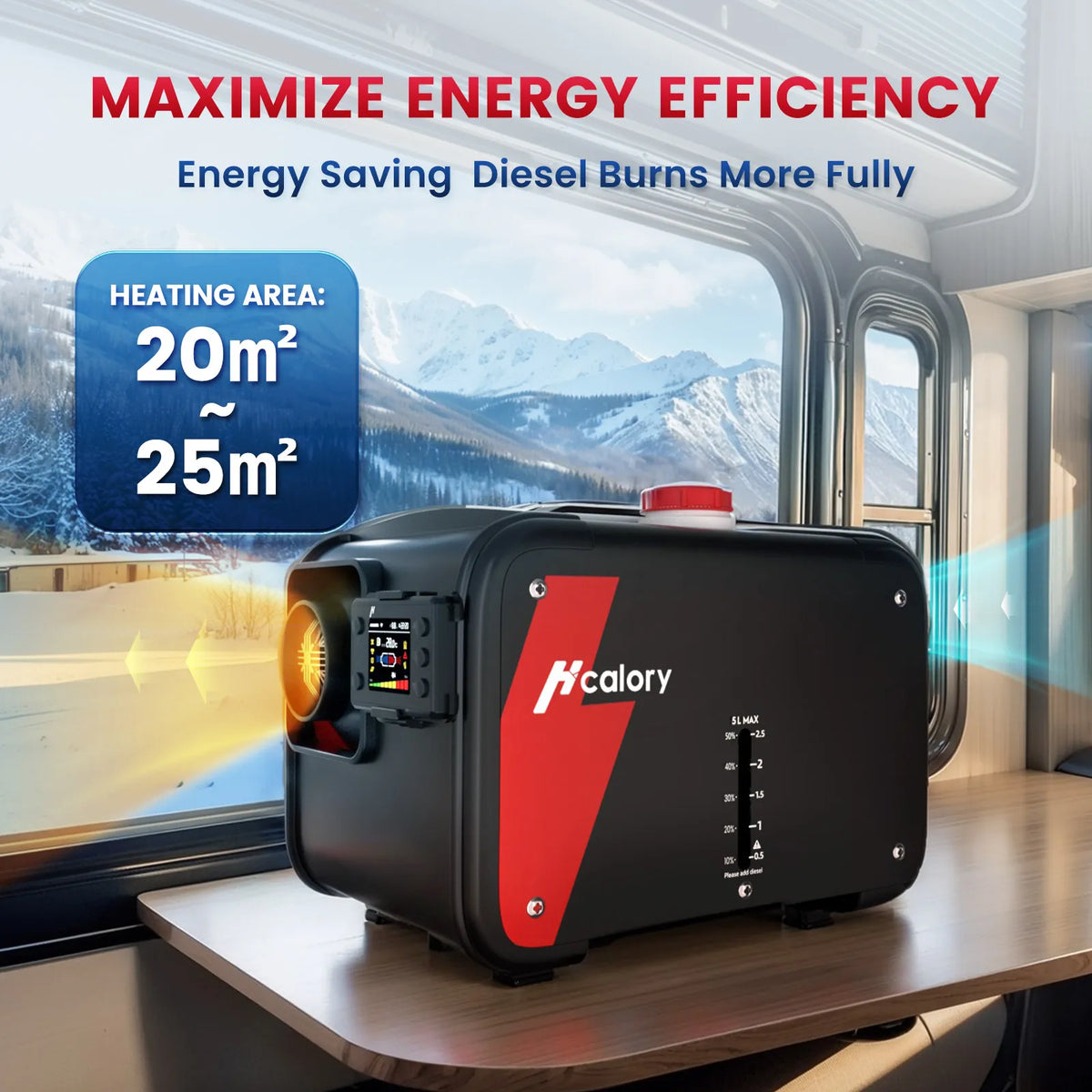 Hcalory HC1-H 8KW 12V All in One Portable Diesel Air Parking Heater Integrated Vehicle Heating Kit for Truck RV Camper Van Boat Amocart
