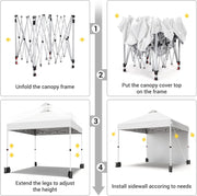Load image into Gallery viewer, 10x10FT Pop Up Gazebos Canopy Tent with Removable Sidewall, One-Push Instant Setup Outdoor Canopy Shelter with Vented Roof, Roller Bag &amp; Sandbags for Beach Camping Market
