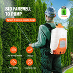 SucceBuy Battery Powered Backpack Sprayer Adjustable Pressure 4 Gallon Tank with 8/6Nozzles 2Wands for Weeding Spraying Cleaning
