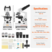 Load image into Gallery viewer, SucceBuy Compound Trinocular Microscope 40X-2500/40X-5000X Magnification Lab Microscope w/ LED Illumination &amp; External Interface
