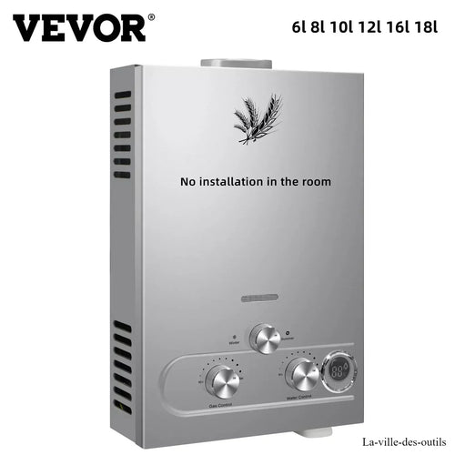 VEVOR LPG Water Heater 6L 8L 10L 12L 16L 18L Liquefied Petroleum Gas Propane Butane Stainless Steel Tankless Water Heater