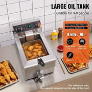 Load image into Gallery viewer, Amocart Commercial Deep Fryer Electric Countertop Fryer with Basket Stainless Steel Single Oil Fryer with Time &amp; Temp Control
