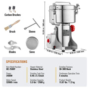 Bild in Galerie-Viewer laden, 【Premium】Amocart 150-2500g Electric Grain Mill Grinder Commercial Swing Spice Grinders for Dry Herbs Grains Spices Cereals Coff

