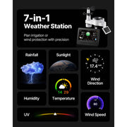 Load image into Gallery viewer, Amocart 7-in-1 Wi-Fi Weather Station 7-In TFT Display Solar Powered Outdoor Sensor, Rain Gauge, Indoor Outdoor Weather Forecast

