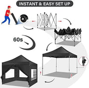 Load image into Gallery viewer, 10x10 Pop Up Canopy Tent with 4 Sidewalls,Heavy Duty Canopy,Black | Popup Gazebo,High Stability,All Season
