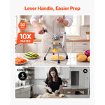 SucceBuy French Fry Cutter with 4 Replacement Blades 1/2" 3/8" 1/4" Blade Easy Dicer Chopper and 6-wedge Apple Corer for Kitchen