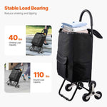 Amocart 36L 110Lbs Grocery Cart Folding Shopping Cart Hand-pulled Trolley Household Portable Storage Stair Climbing Handcart