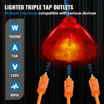 SucceBuy Retractable Extension Cord Reel 50FT Lighted Triple Tap Outlet 13Amp Circuit Breaker 180° Swivel Bracket Electrical Use