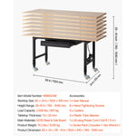 SucceBuy Adjustable Workbench on Wheels Oak Wood Top 60x24 In 2000 lbs Capacity with Drawer Power Outlets for Garage Workshop