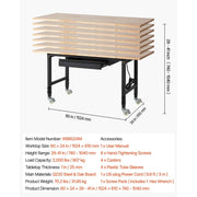 Load image into Gallery viewer, SucceBuy Adjustable Workbench on Wheels Oak Wood Top 60x24 In 2000 lbs Capacity with Drawer Power Outlets for Garage Workshop

