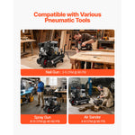 Amocart 9 Gallon Twin-Tank Gas Powered Air Compressor 6.5 HP 9 CFM Gas Driven Air Compressor Tank on Wheel for Tire Inflation