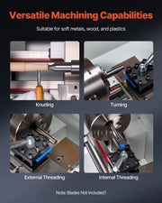 Charger l'image dans la visionneuse de galerie, Amocart 8.7 x 39 in Bench Power Metal Lathe Automatic Feed Variable Speed 1250W Brushless Motor for Processing Precision Parts
