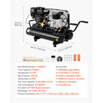 Amocart 9 Gallon Twin-Tank Gas Powered Air Compressor 6.5 HP 9 CFM Gas Driven Air Compressor Tank on Wheel for Tire Inflation