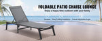 Amocart Chaise Lounge Chair Outdoor Aluminum Patio LoungeFolding Pool Lounge Recliner Full Flat for Patio Beach Pool Dark Grey