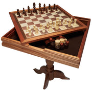 Load image into Gallery viewer, SucceBuy 18 pouces 3-en-1 dames d'échecs ensemble de Table de Backgammon Table d'échecs en bois
