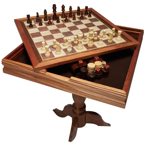SucceBuy 18 pouces 3-en-1 dames d'échecs ensemble de Table de Backgammon Table d'échecs en bois