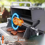 Amocart Universal Grill Rotisserie Kit for Grills, Electric BBQ Grill with 9W Motor Stainless Steel Automatic Grilling Kit