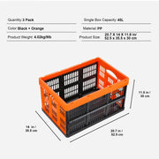 Load image into Gallery viewer, SucceBuy 45L 3/6 Pack Plastic Collapsible Storage Basket Folding Bins with Handles Stackable Containers for Clothes Grocery Toys
