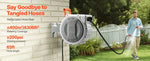 Amocart Retractable Garden Hose Reel Wall Mounted Hose Reel Heavy Duty Garden Hose Reel with 9Pattern Nozzle 180°Swivel Bracket