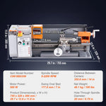 Amocart Metal Lathe Machine 7'' x 13.78'' 0-2200 RPM Continuously Variable Speed 500W & Tool Box for Processing Precision Parts