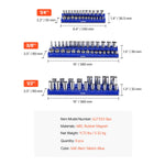 SucceBuy 6pcs/8pcs Blue+Red Magnetic Socket Organizer Set 3/8'' 1/2'' Metric SAE Socket Trays with Clear Labels for Tool Box
