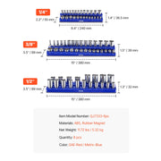 Bild in Galerie-Viewer laden, SucceBuy 6pcs/8pcs Blue+Red Magnetic Socket Organizer Set 3/8'' 1/2'' Metric SAE Socket Trays with Clear Labels for Tool Box
