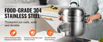 Amocart Steamer Pot 11in/28cm, 3 Tier Steamer Pot for Cooking with 8.5QT Stock Pot, 304 Stainless Steel Food Steamer Cookware