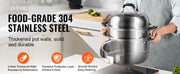 Load image into Gallery viewer, Amocart Steamer Pot 11in/28cm, 3 Tier Steamer Pot for Cooking with 8.5QT Stock Pot, 304 Stainless Steel Food Steamer Cookware
