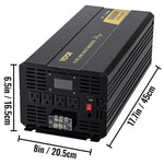 SucceBuy Pure Sine Wave Power Inverter 12V DC to 120V AC Aluminum Alloy LCD Screen & LED Indicators Powering Laptop Fan Grinder